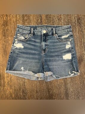 American Eagle Cutoff Stretch Curvy Midi Denim Jean Shorts Size 10